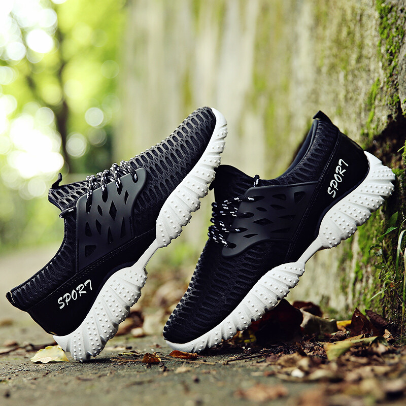 休闲鞋男鞋新品网面透气飞织运动鞋男减震慢跑鞋增高韩版潮流帆布滑板鞋子 YJ-208黑色 41